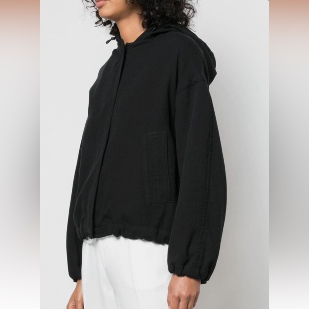 Vince Black Cotton Hooded Jacket Bomber Inspired Minimalist Women’s Medium